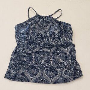 Venus Navy Blue and White Halter Tankini Top Size 12